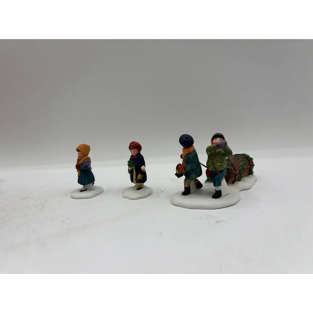 Department 56 1991 Vintage HVC Bringing Home the Yule Log Set of 3 5558-1 EUC